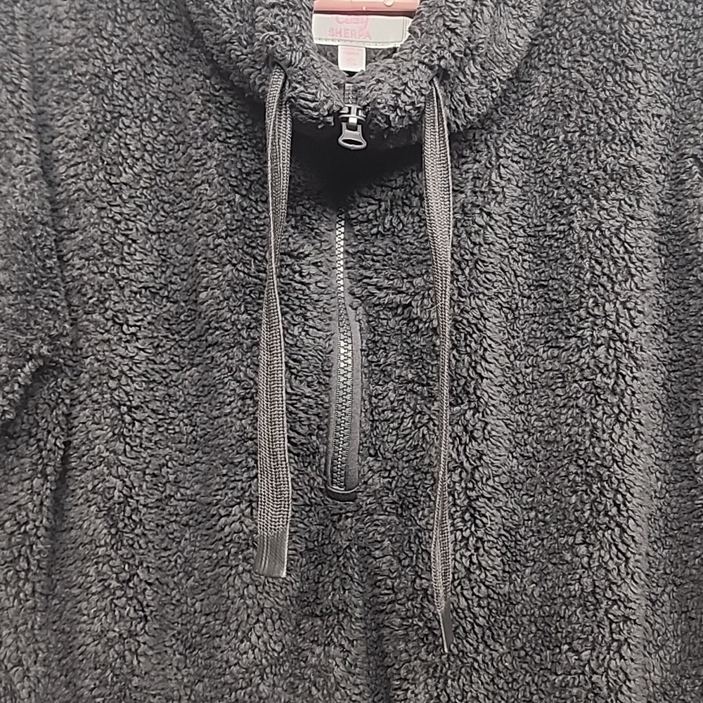 Members Mark cozy Sherpa sz S super soft charcoal zipper tie pullover. Warm cozy - Picture 3 of 6